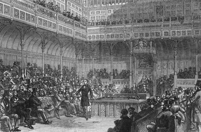 Mr Disraeli Introducing the Reform Bill in 1859 by English School